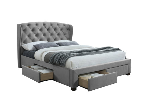 Hope Fabric Bed Grey Velvet